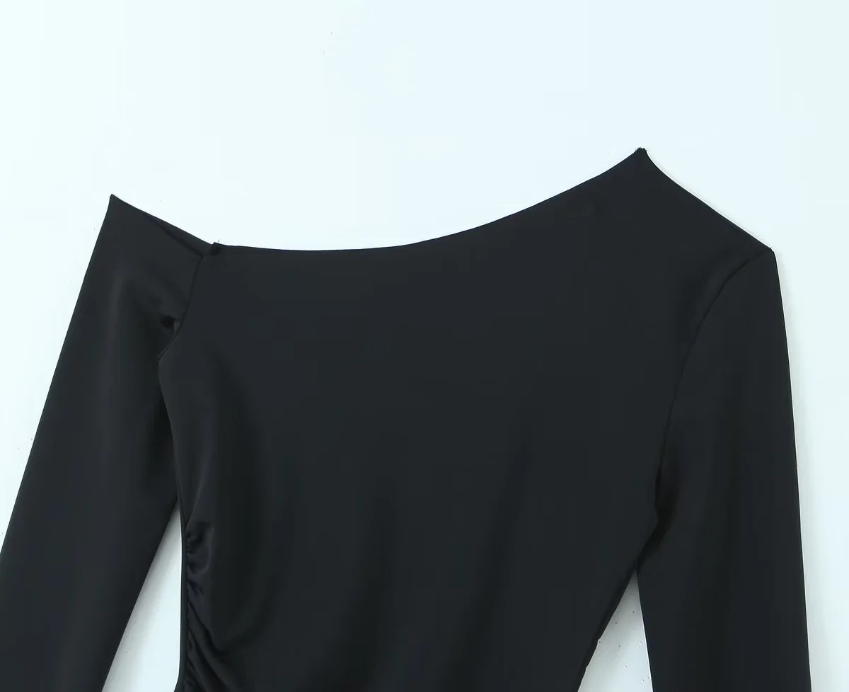 Asymmetric Gathered Stretch Top