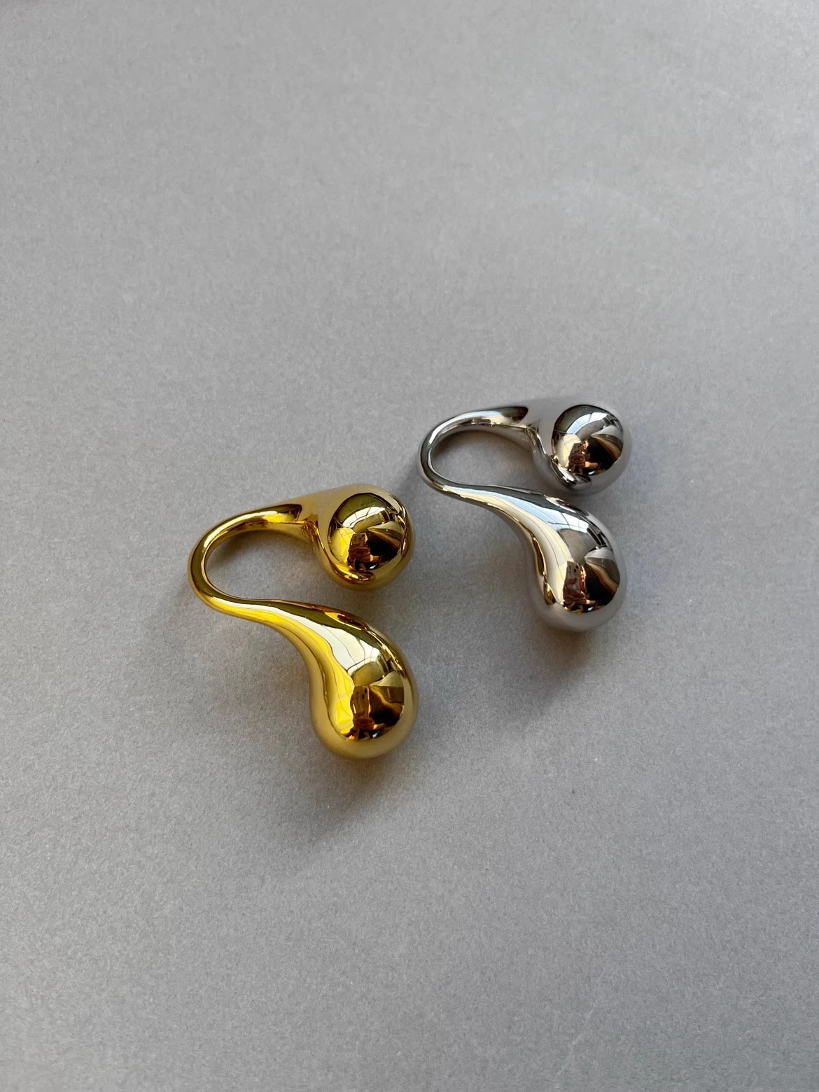 Chunky Metal Double Water Drop Brass Open Rings for Women Men European American Unique Punk Hip-hop Jewelry Accessories