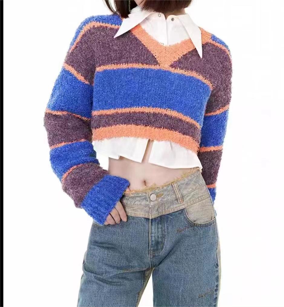 Ladies Colorful Banded Sweater Daily Wear