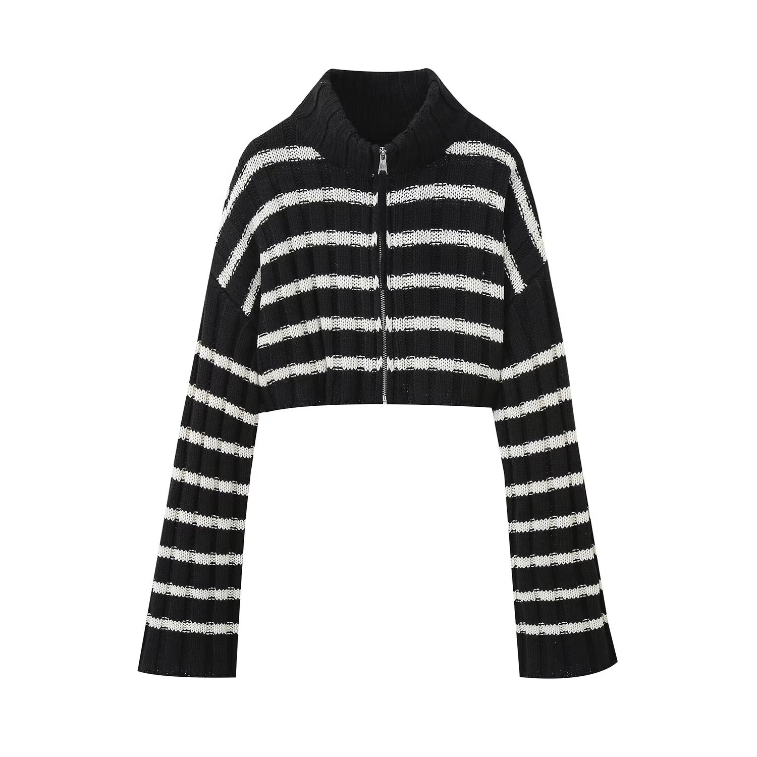 Slim Fit Long Sleeve Knit Stripe Cardigan