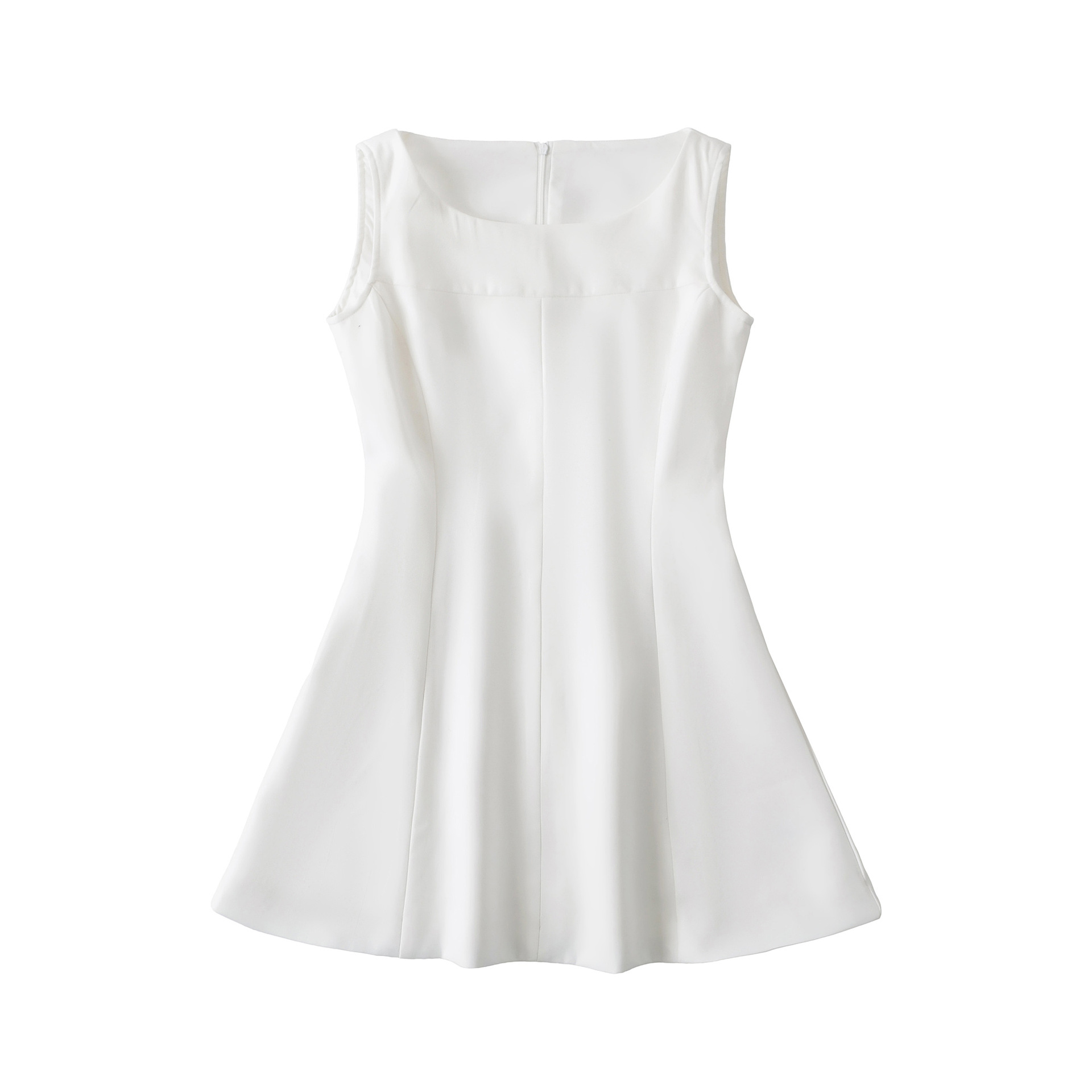 Sleeve-Free Fitted Flared Short Gown