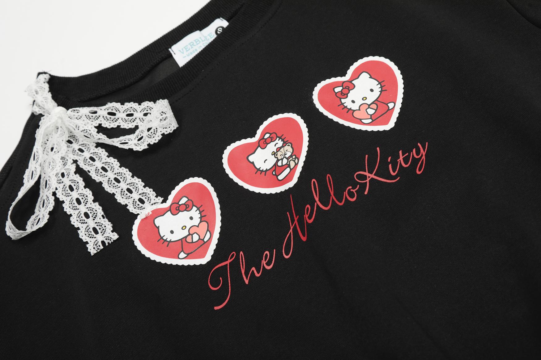 Bardot Sweetheart Kitten Print Shirred Torso Hoodie