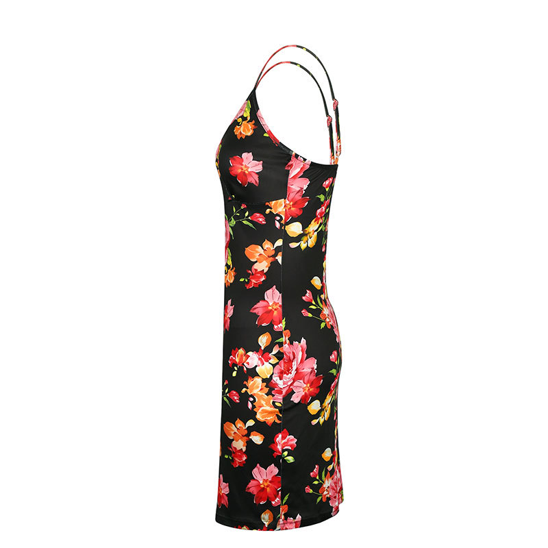 Patterned Form-Fitting Bare-Shoulder Plunge Mini Dress