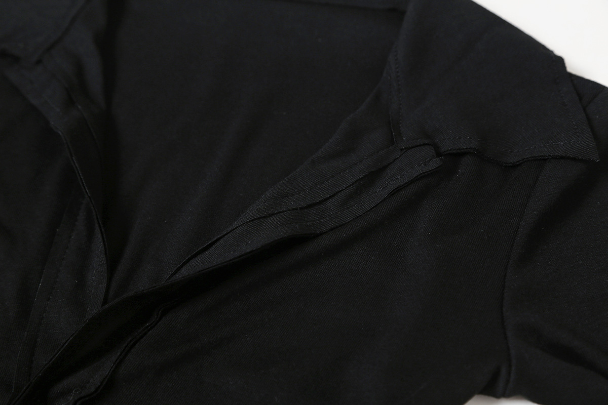 Plain Spandex Plunge Frayed Rounded Slim Tee