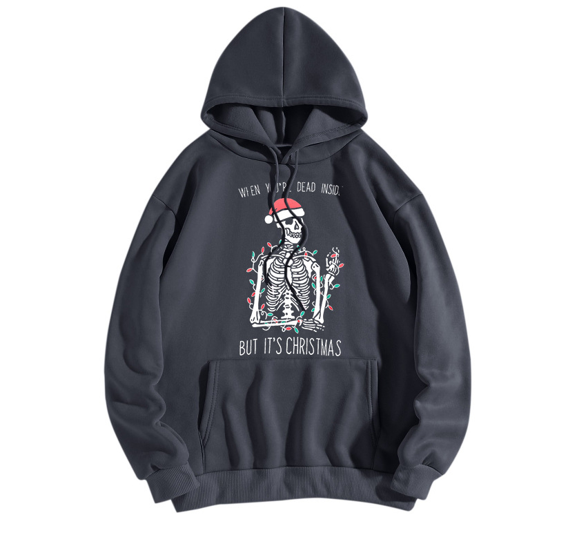 Her Cotton Blend Hoodie Holiday Skull Graphic