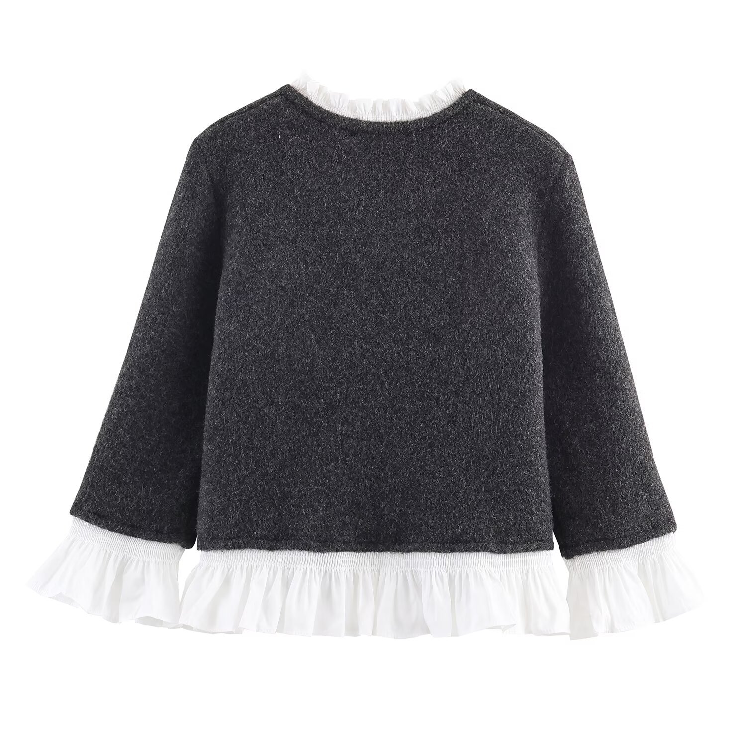 Two-Tone Button-Front Polyester Sweater