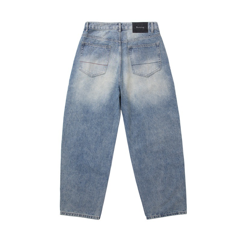 Heavy Washed Fleece Distressed Loose Casual Jeans Men