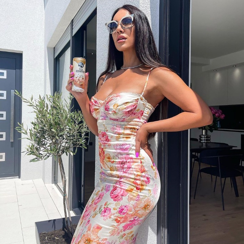 Collarless Sleeveless Straight Cut Mid Waist Polyester Dress