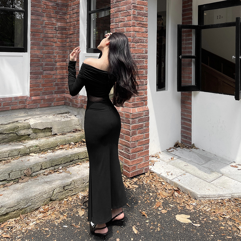 One Shoulder Full Sleeve Rayon Pencil Dress