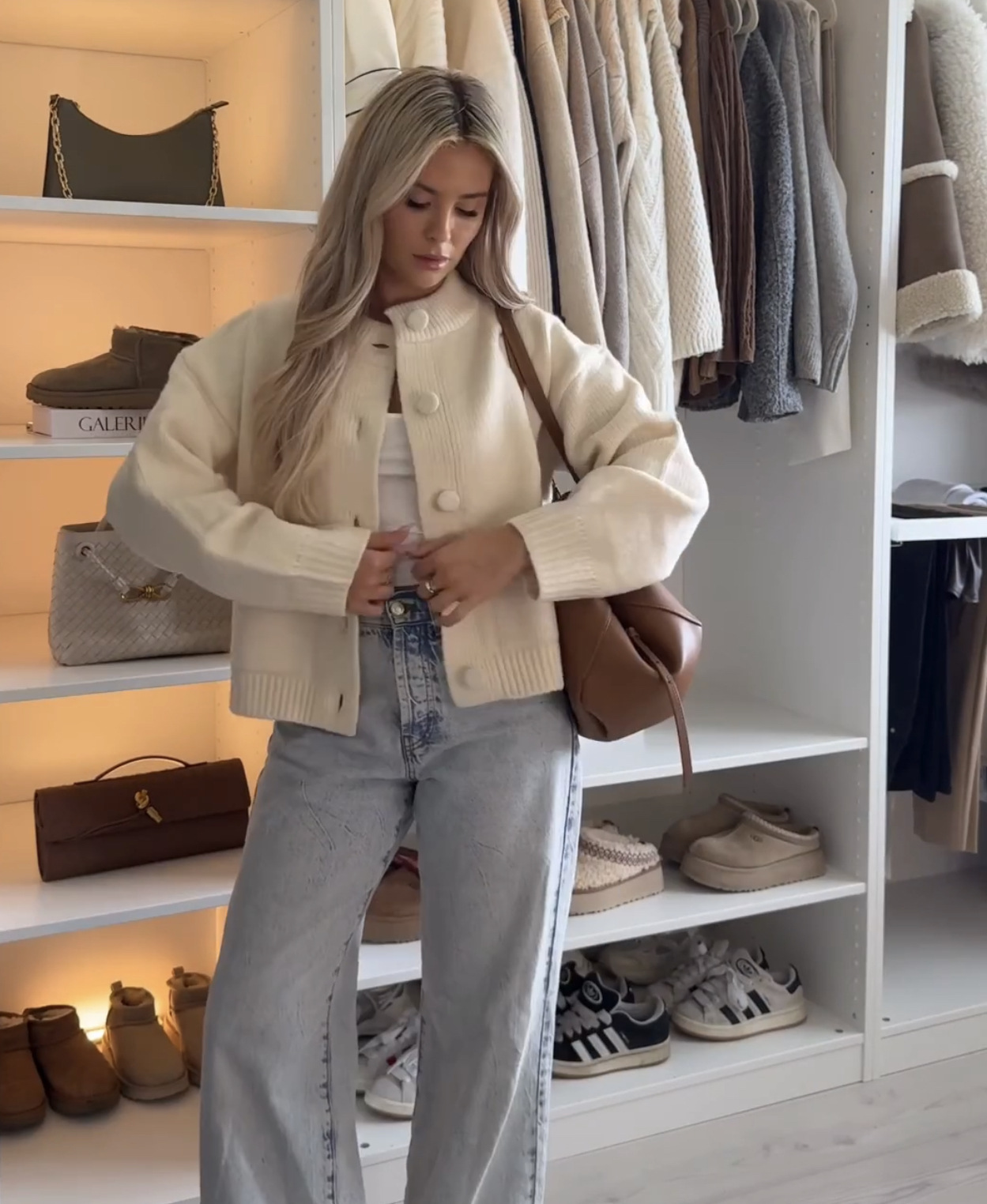 Classic Women's Plain Long Sleeve Polyester Cardigan