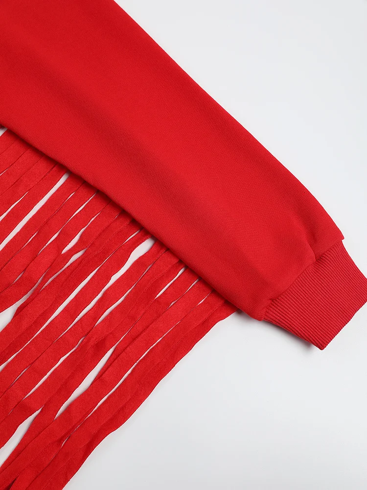 Plus Oversized Cotton Asymmetric Fringe Sweatshirt
