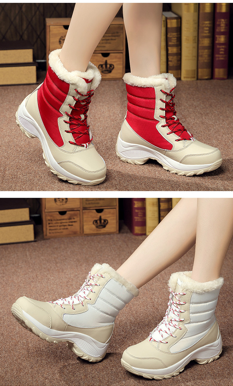Snow boots, women's boots, flat heels, Martin boots, women's boots, lace up, women's cotton shoes, oversized outdoor travel