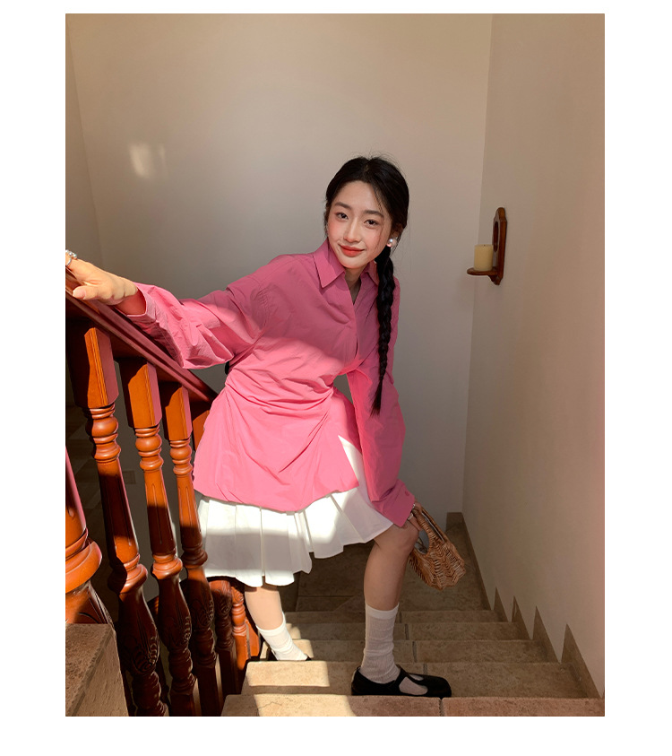 Ladies' Oversized Polo Collar Full Sleeve Gathered Shirt