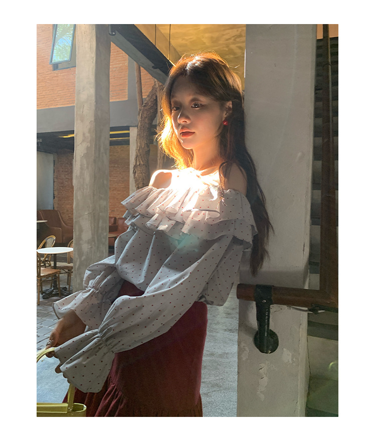 Wave Point Asymmetric Scalloped Long Sleeve Shirt