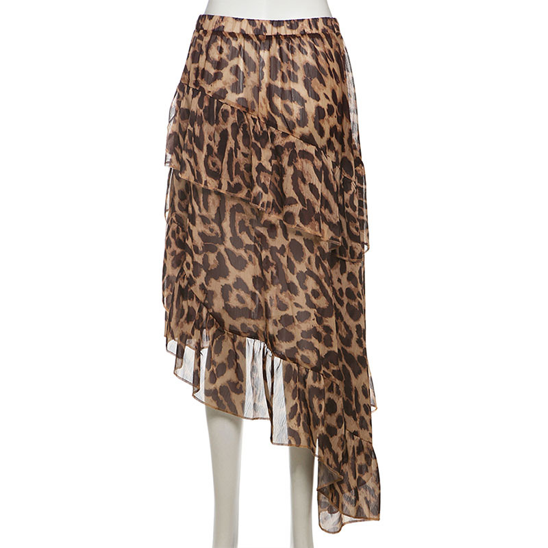 Leopard high waisted loose skirt for women