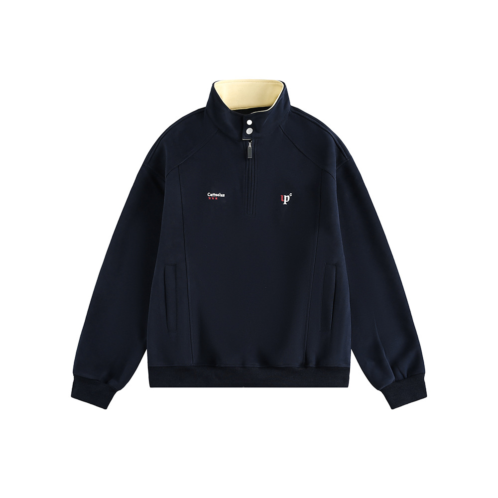 American Trend Partial Zipper Long Sleeve Sweatshirt