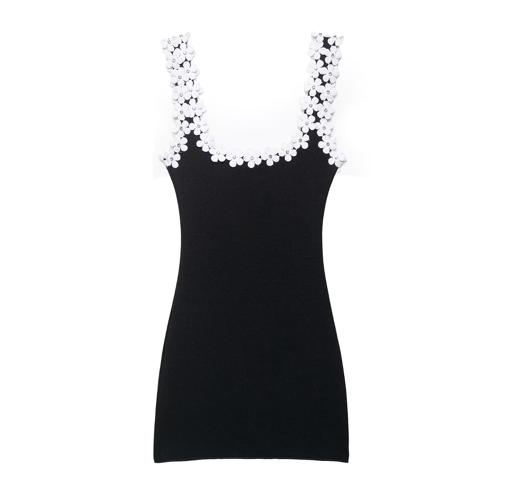 Ladies 3D Floral Applique Mini Shoulder Strap Skirt