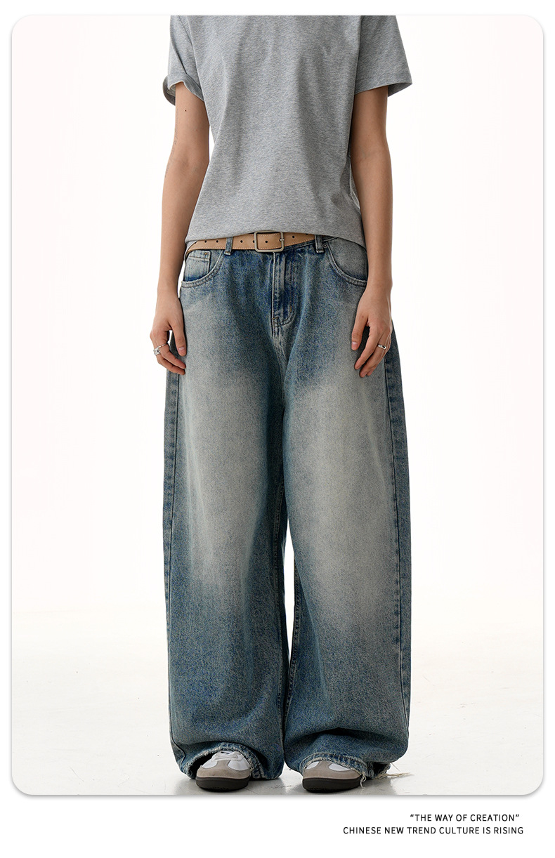 Jeans for Men and Women with Knife-Cut Destruction Loose Fit Casual Long Pants