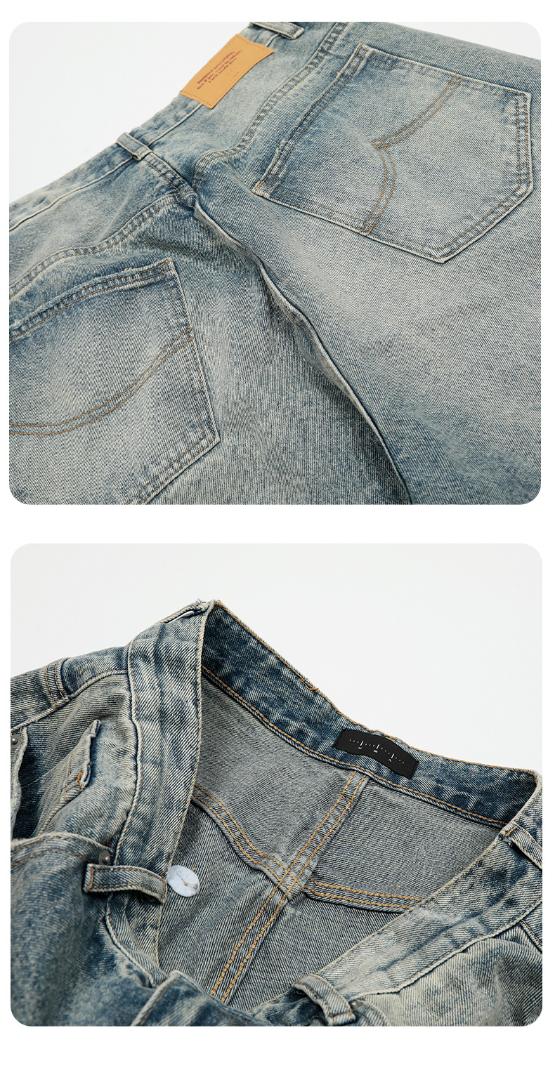 Jeans for Men and Women with Knife-Cut Destruction Loose Fit Casual Long Pants