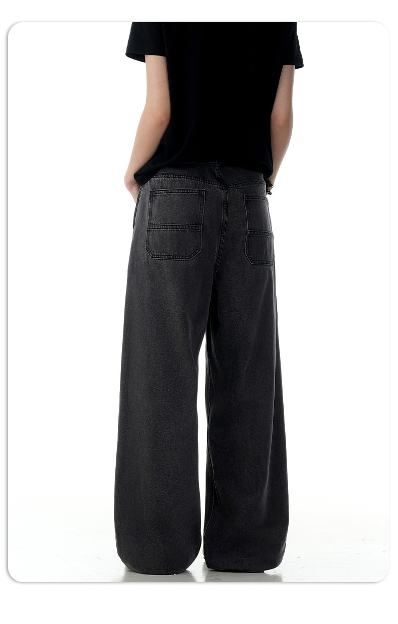 Faded Slim Fit Loose A-Line Three-Dimensional Casual Wide-Leg Long Pants