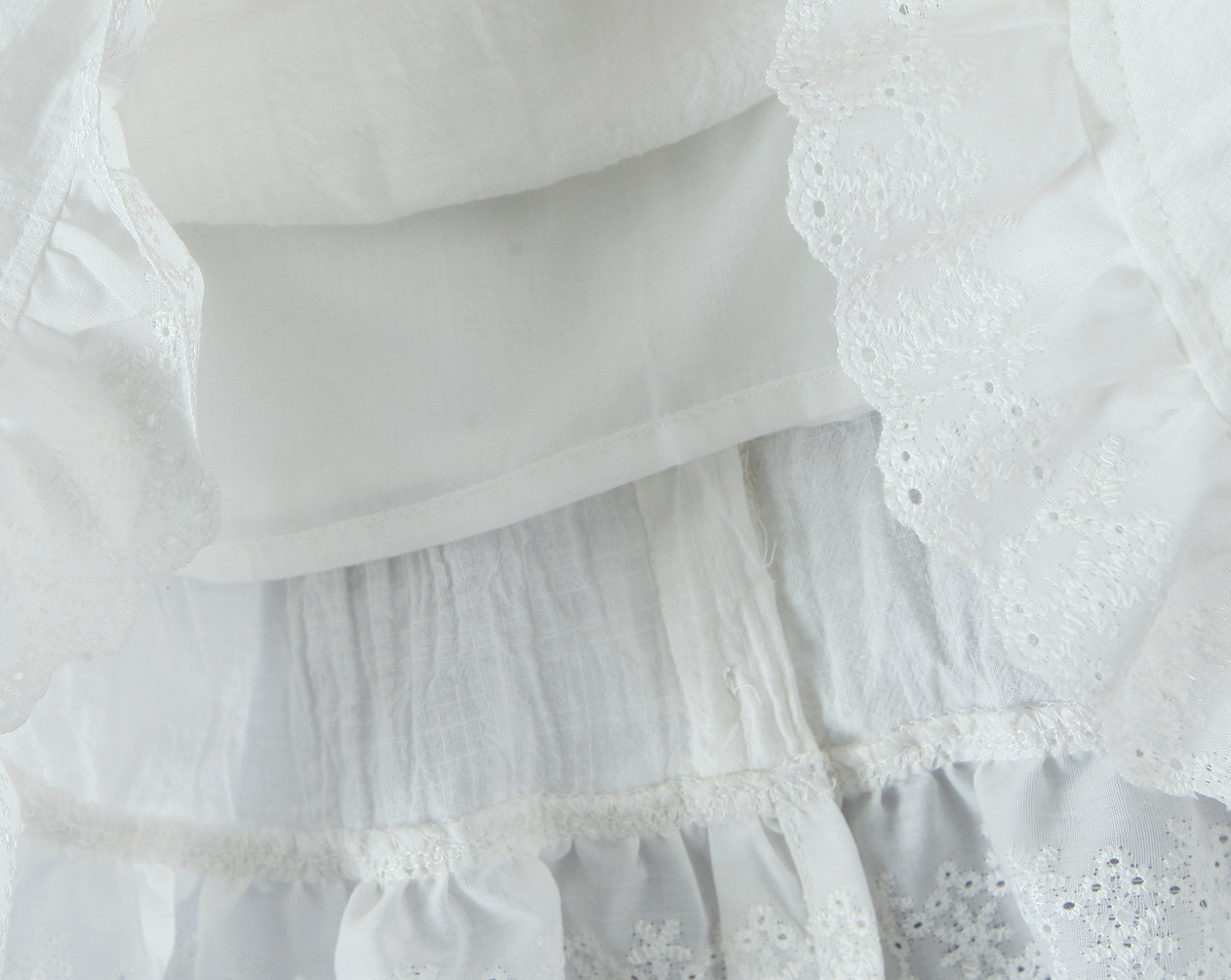 Ivory Cotton Mushroom Eyelet Gathered Top