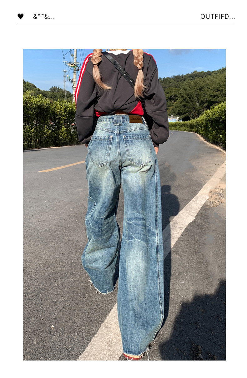 Women's Loose Wide Leg Pants Unique Design Scythe Pants High Waist Jeans