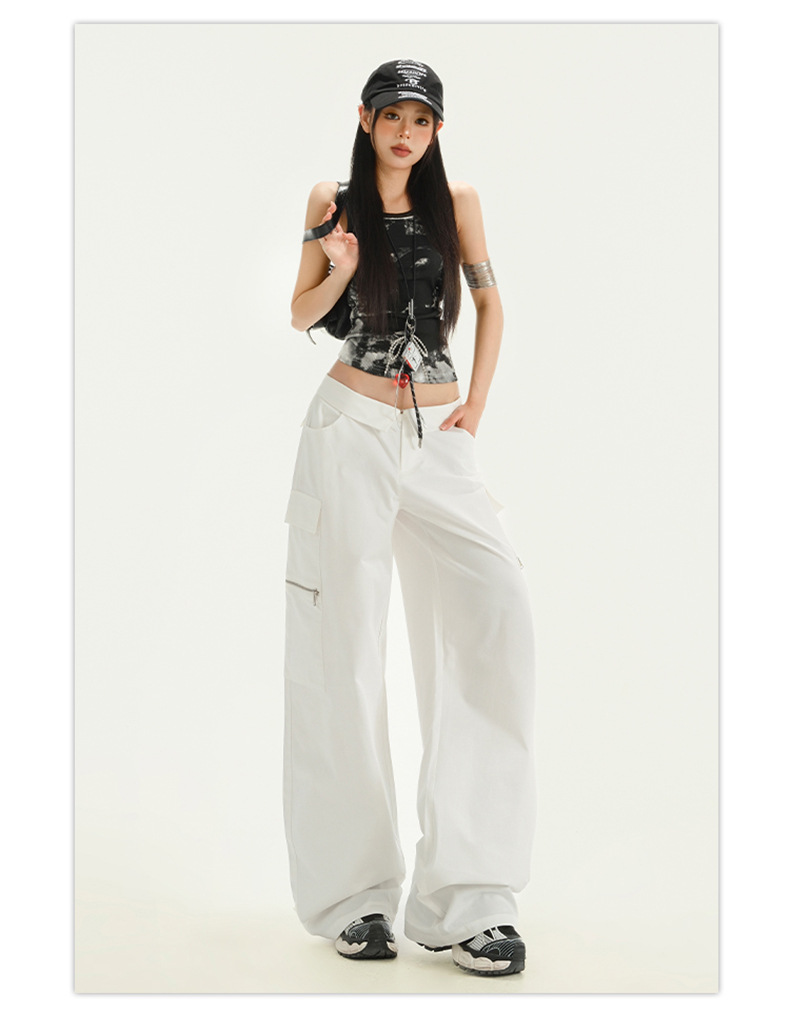 Women's White Work Pants Jazz Dance Sports Casual Trousers