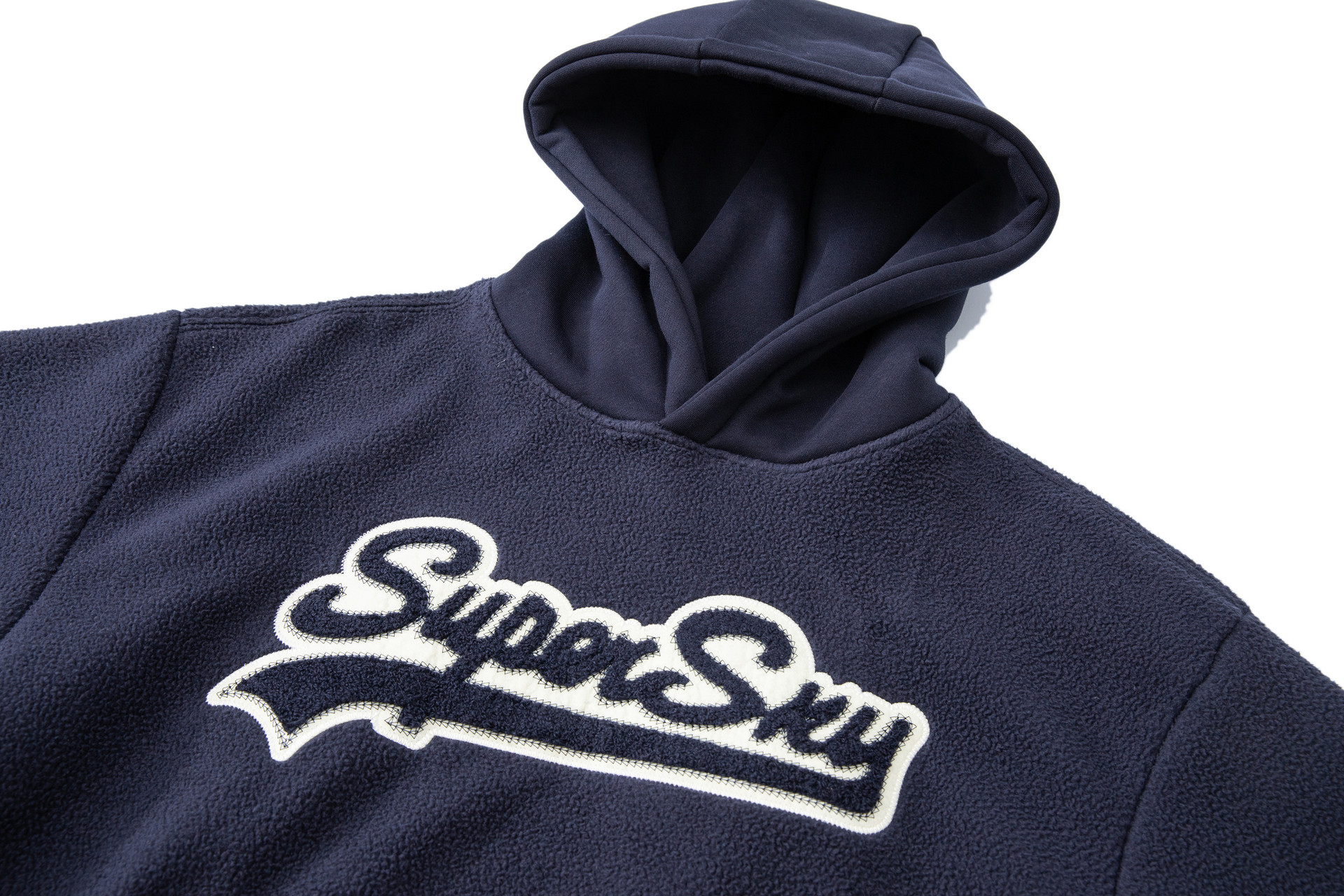 Oversized Logo Print Polyester Hooded Pullover