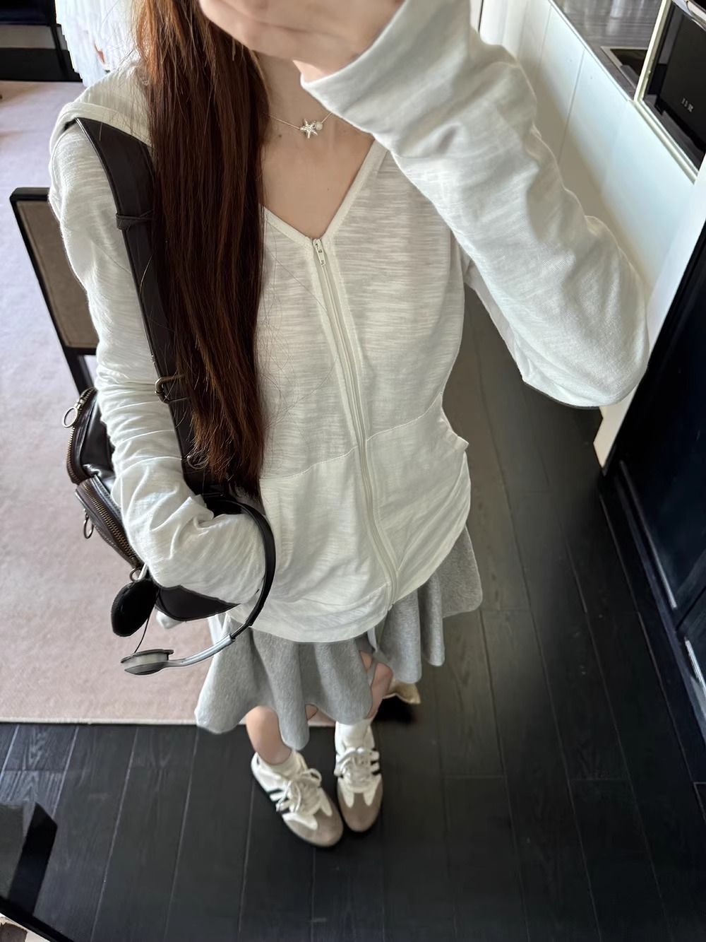 Cream Korean-Japanese Cardigan UV Hood Jacket