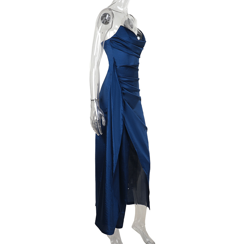 Plunge Neck High Rise Split Maxi Dress