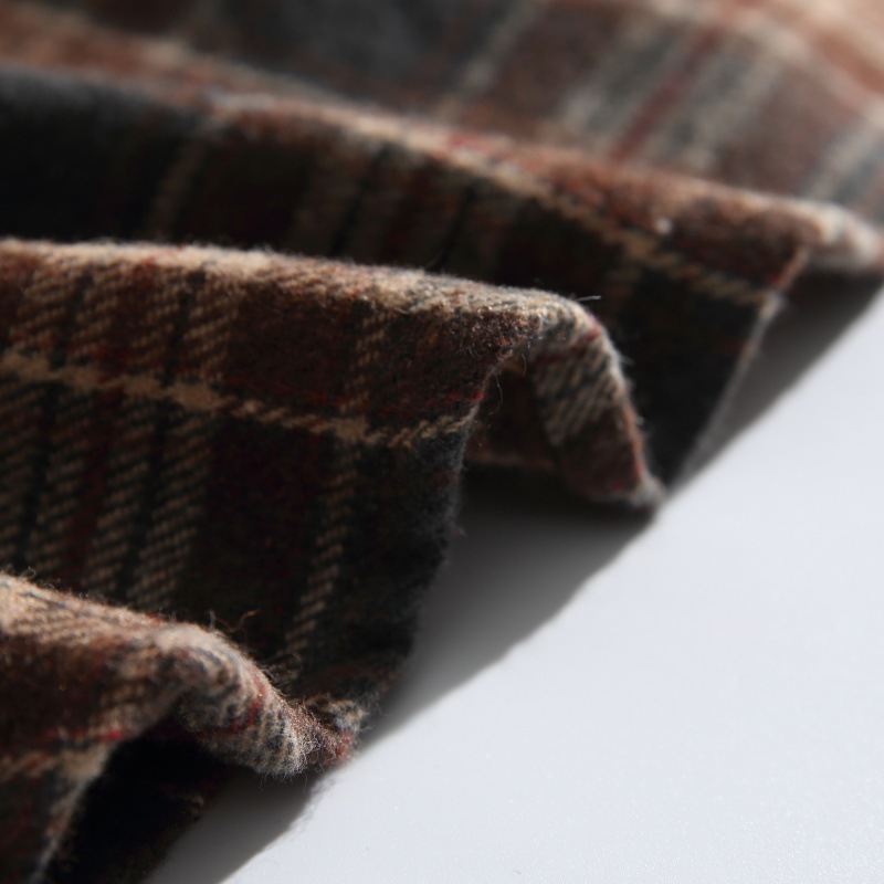 Oversized Contrast Plaid Zip Pouch Full-Sleeved Shirt
