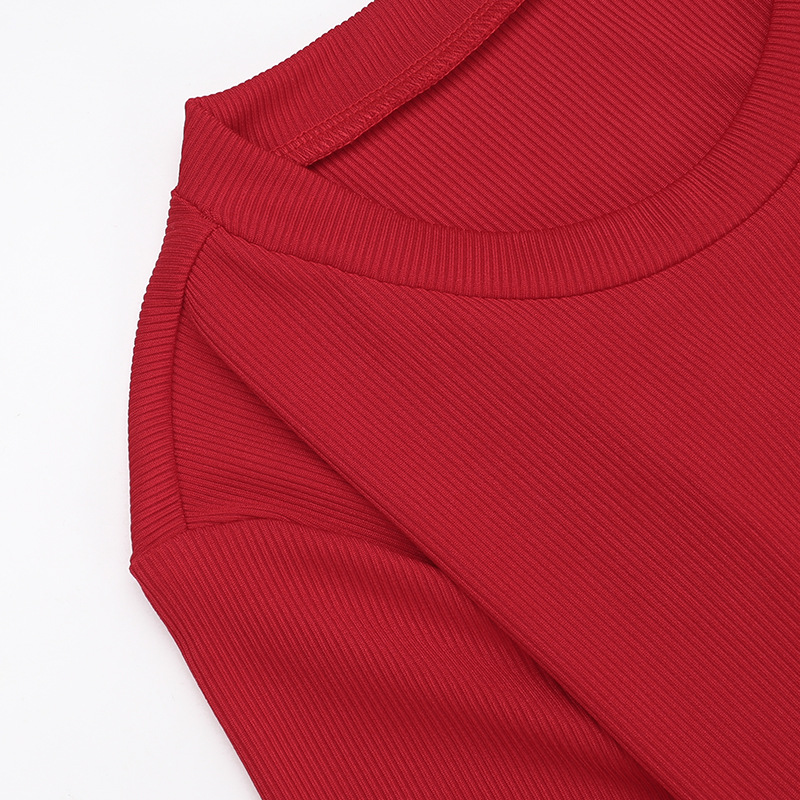 Round Neck Long Sleeve Open Back Polyester Dresses