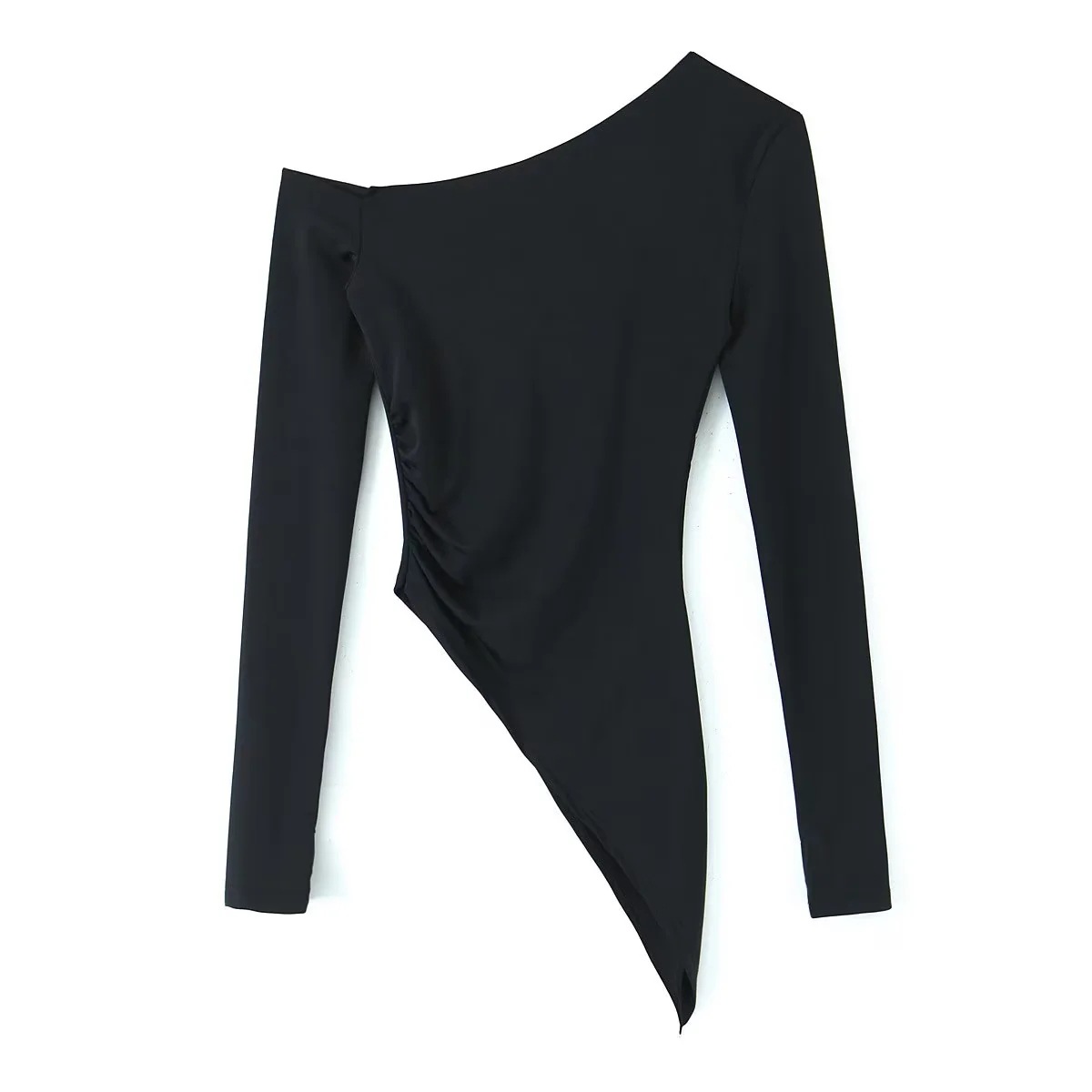 Asymmetric Gathered Stretch Top