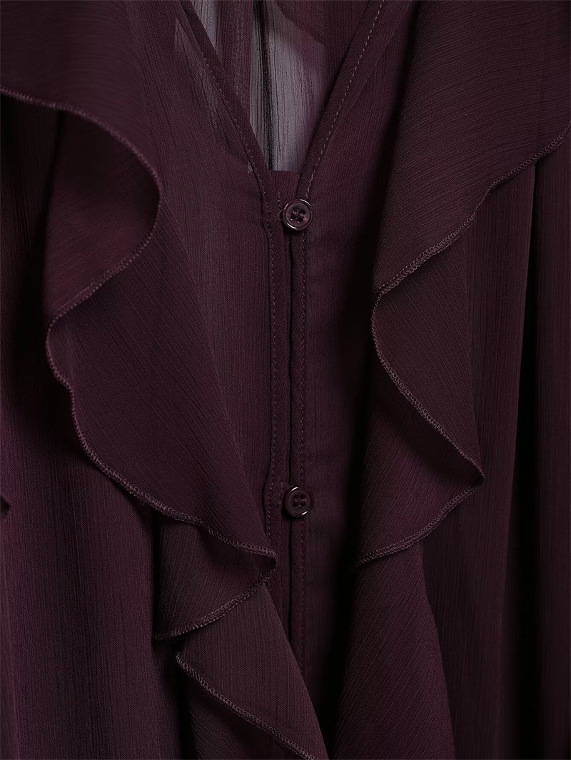 Oversized Solid Ruffled Full Sleeve Shirt