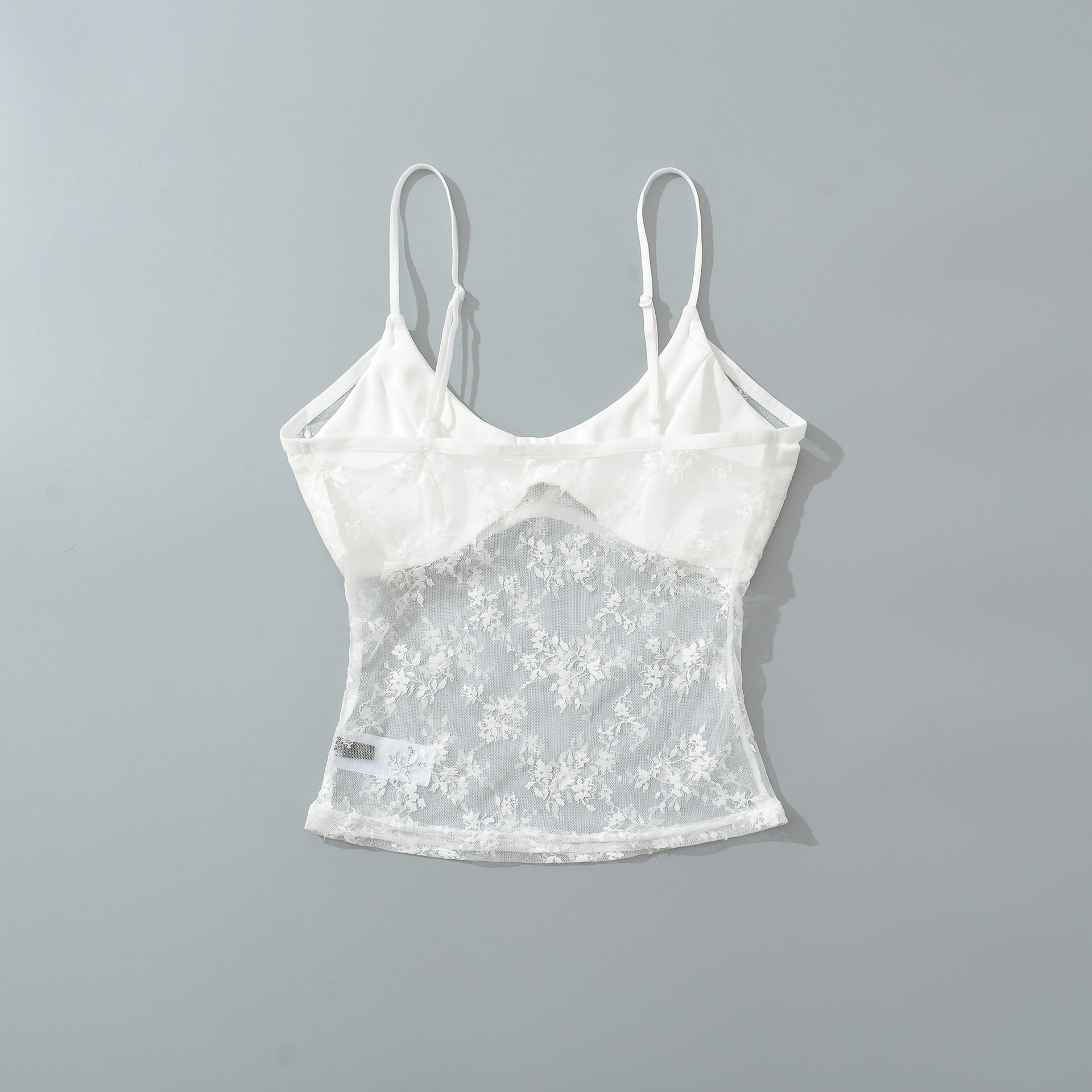 Slim Fit U-Neck Solid Lace Hollow Out Crop Tank Top