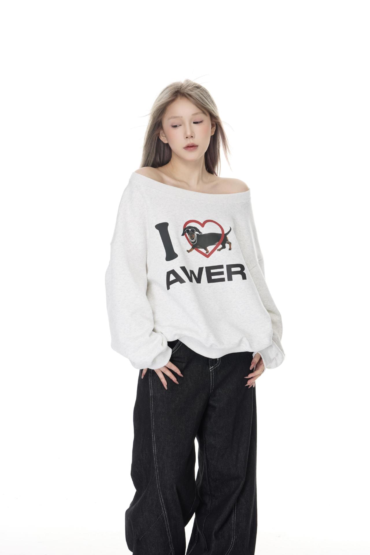 Oversized Cotton Long Sleeve Dachshund Hoodie