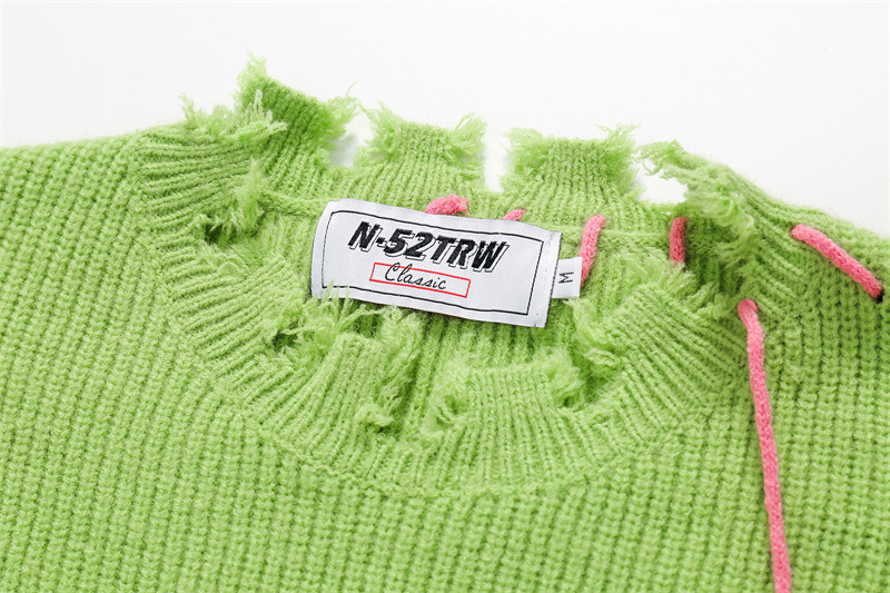 Oversized Long Sleeve Color Block Workwear Sweater
