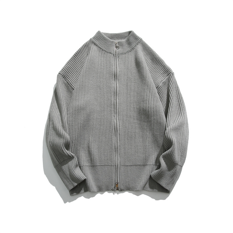 Japanese Workwear Plain Zip Front Cardigan