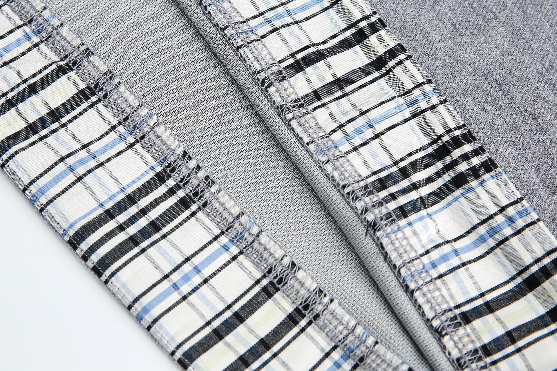 Plaid Mock Layered Hoodie