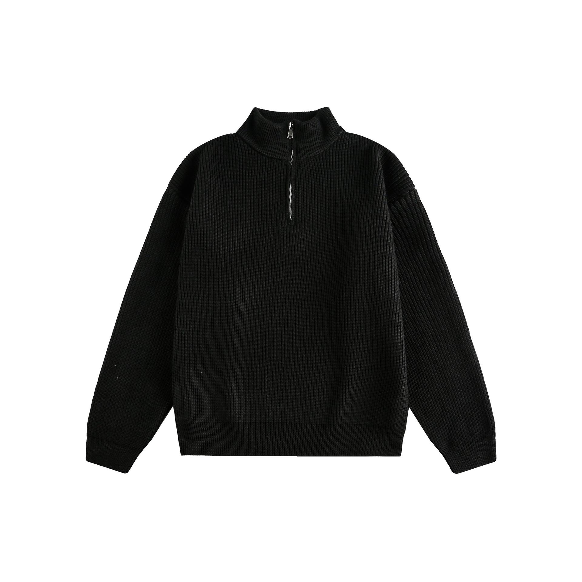Classic Long Sleeve Mock Turtleneck Zip Sweater