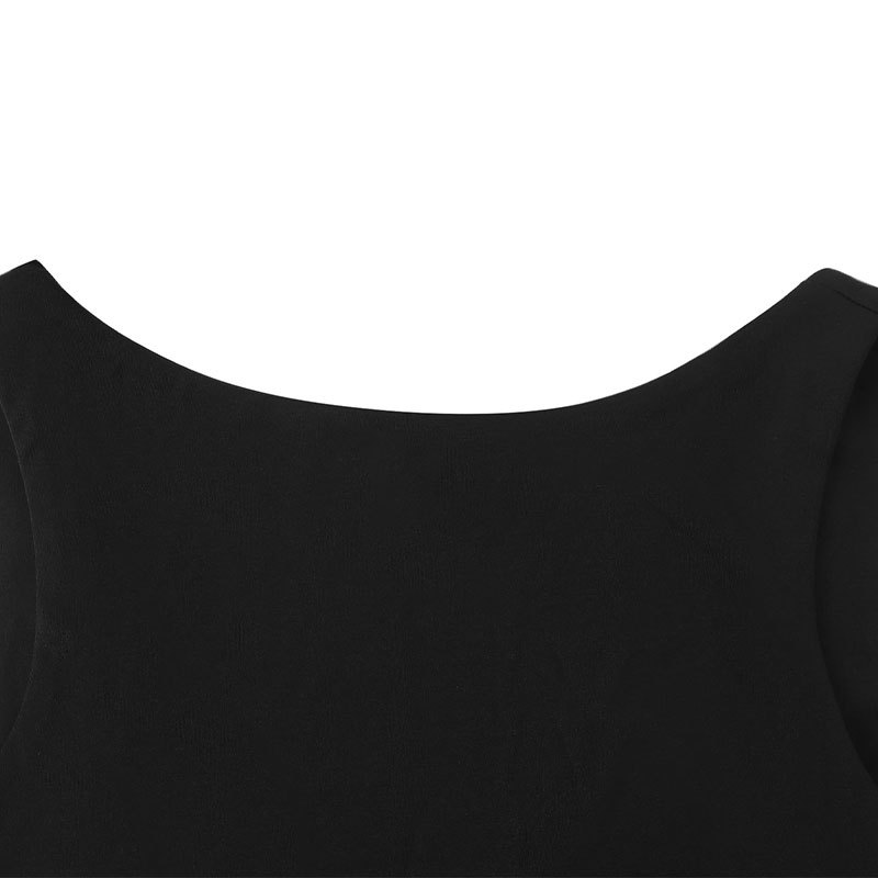 Plain Open Back Dress With Frill Trim