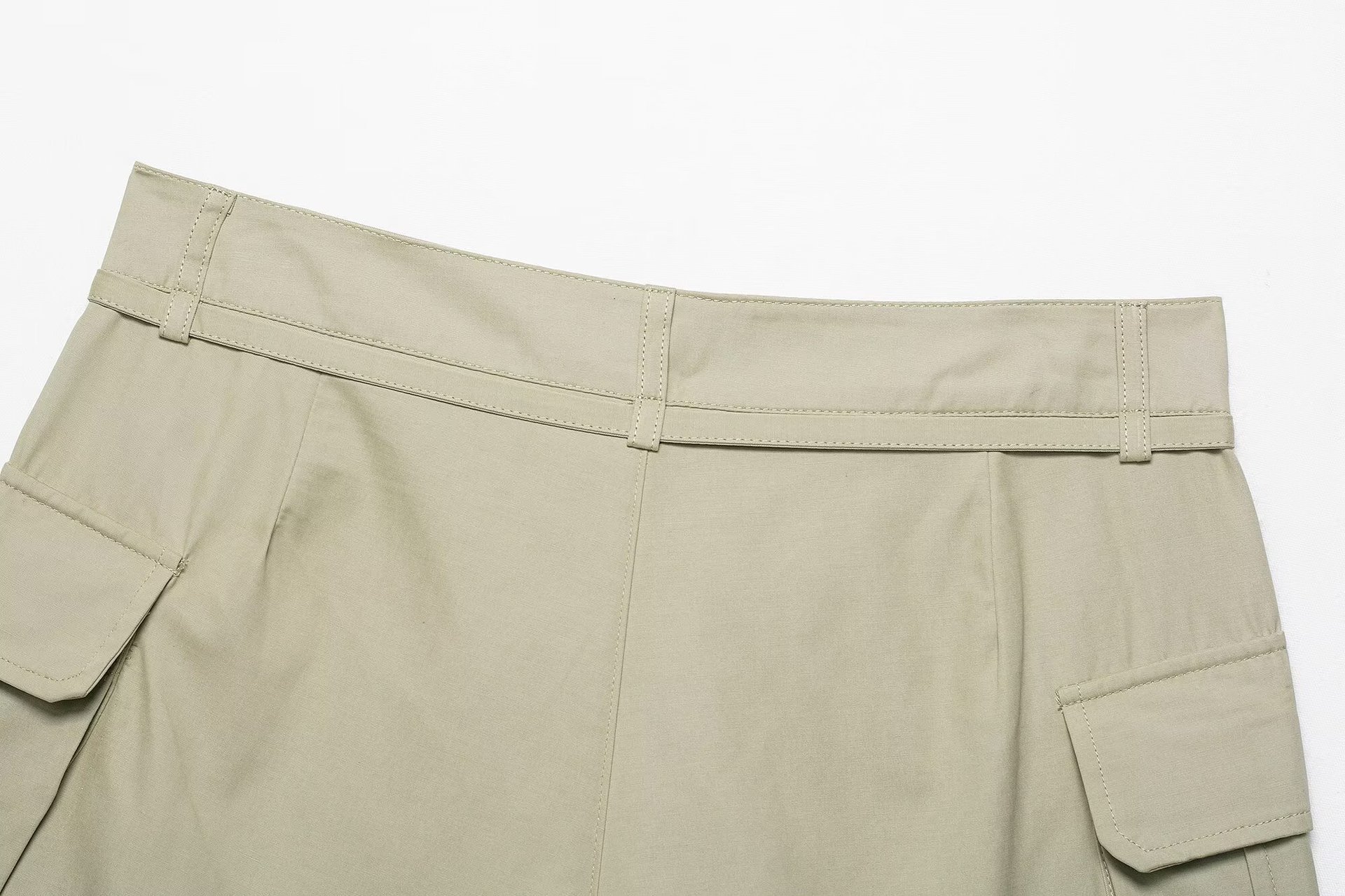 Ladies Cinch Plain Sash Waistband Utility Skirts