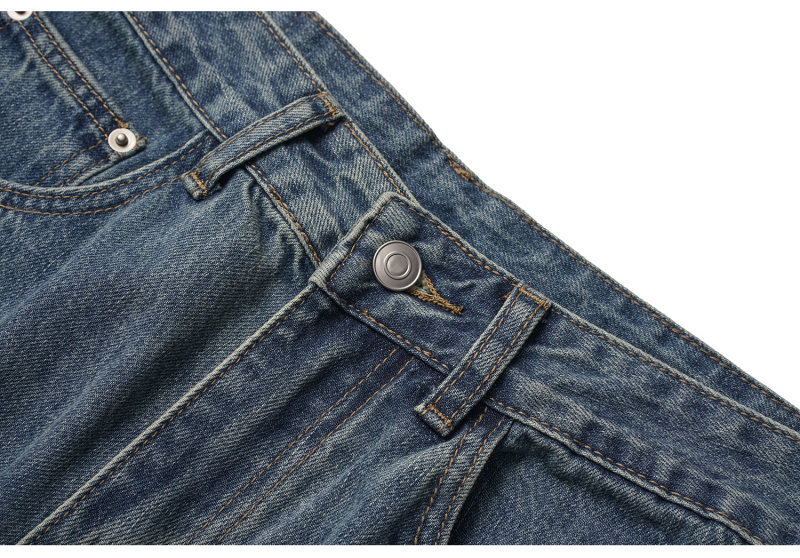 Distressed Denim Wide Leg Pants Loose Fit Long Trousers