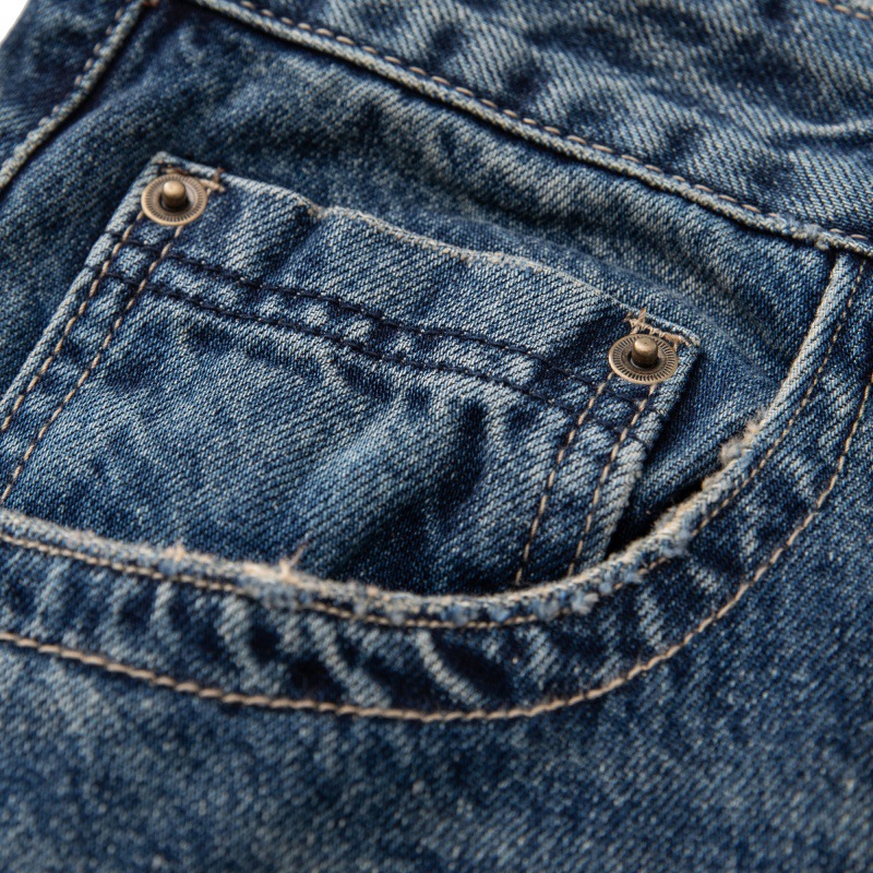 Cat-Scratch Structured Cut Casual Versatile Washed Denim Pants Men