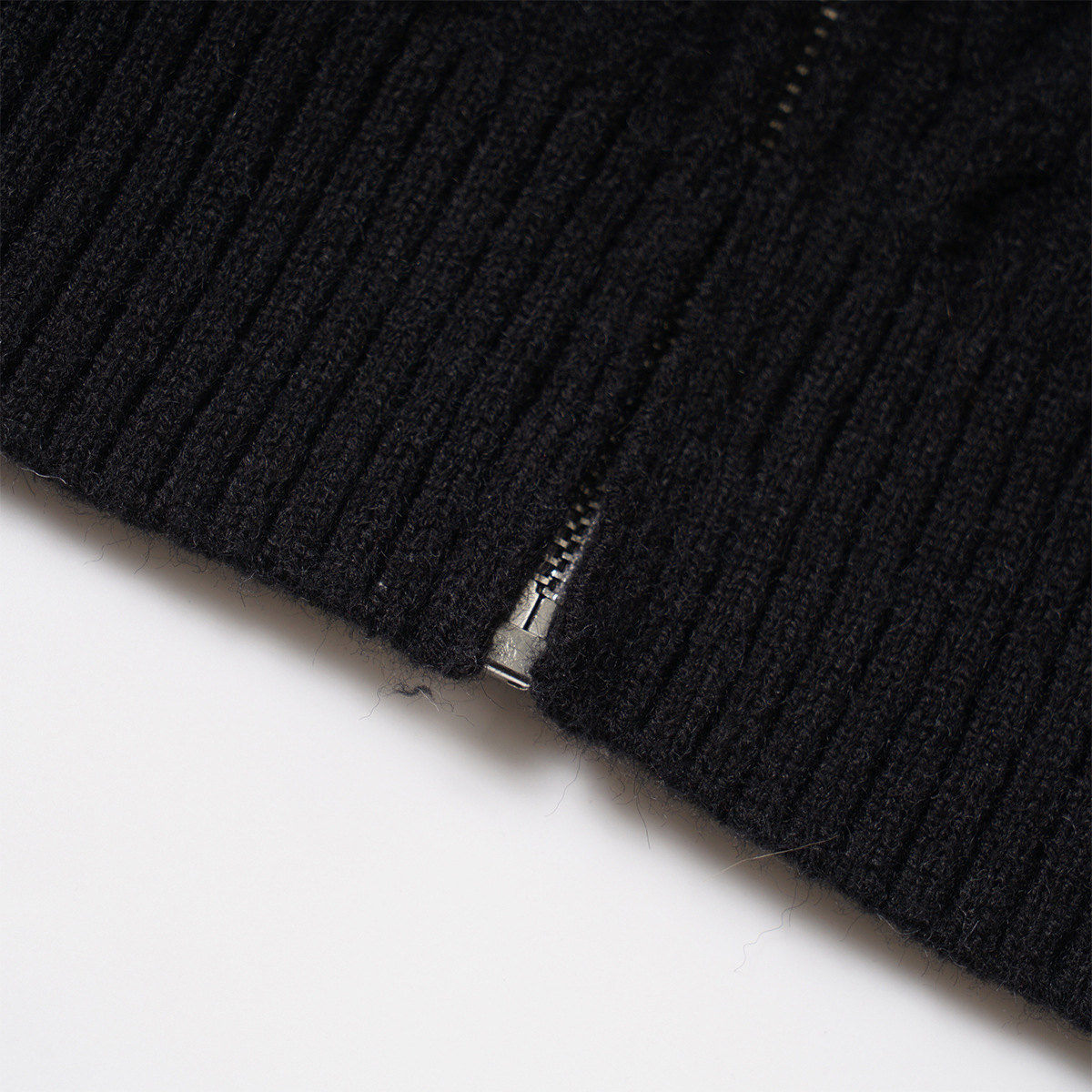 Retro Cotton Blend Zip Front Sweater