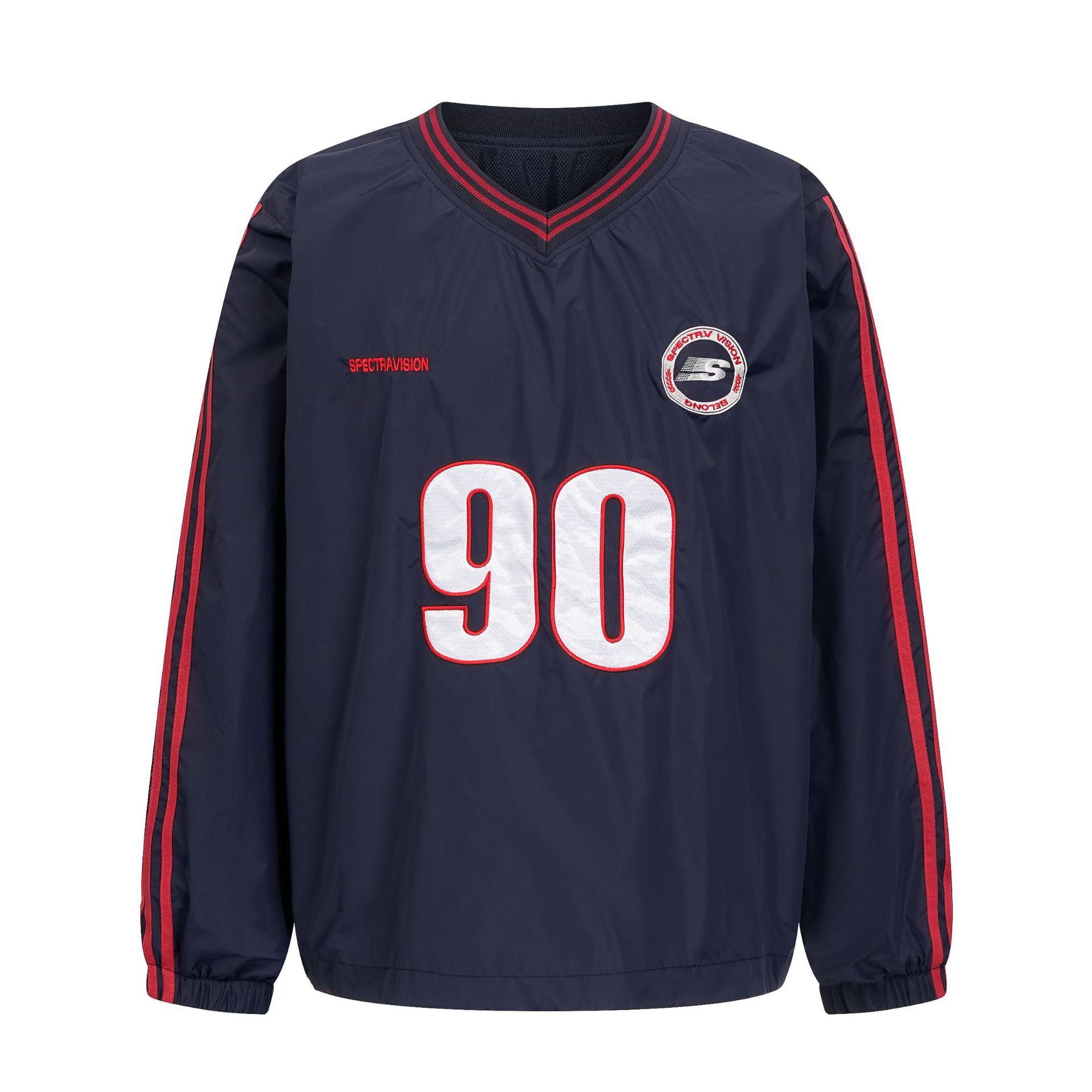 V-neck baseball jersey sweatshirt