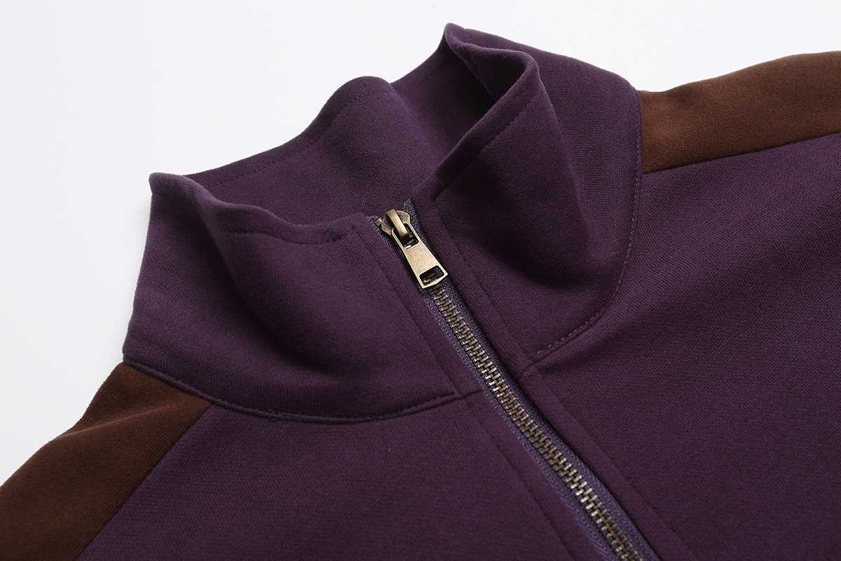 Striped patchwork sweatshirt stand up collar sweatshirt for men and women