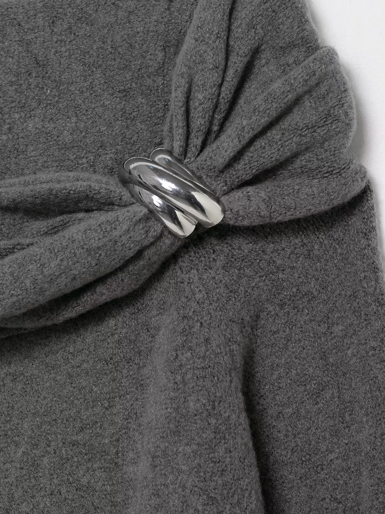 Solid Bardot Embellished Long Sleeve Knit