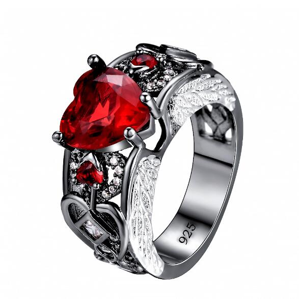 Retro May Birthstone Green Heart Rings