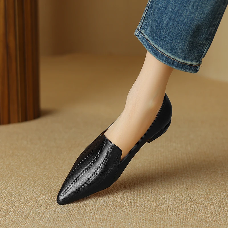 Premium Sheepskin Kitten Almond Pumps